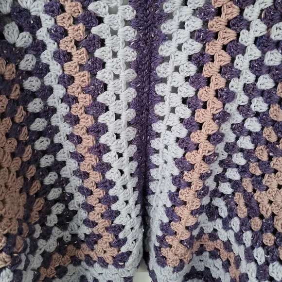 Vintage Purple and Pink Crochet Cardigan - Picture 4 of 9
